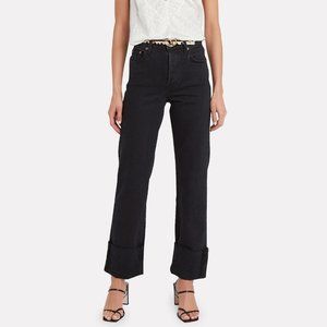 TRAVE Black Cuffed Straight Leg Jeans NWT 27